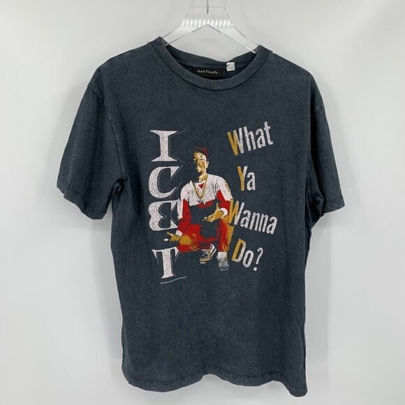 And Finally Top Shop Ice T What Ya Wanna Do graphic t-shirt gray new Medium - Picture 2 of 6
